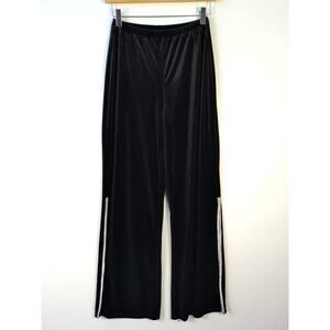 Prelude Women's Black Velvet Rhinestone Side Stripe Track Pants Small Lounge Gla